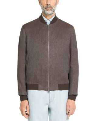 Zegna Oasi Lino Regular Fit Linen Bomber Jacket