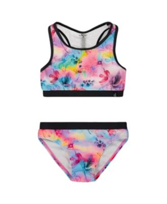 Deux par Deux - Girls' Printed Two-Piece Racerback Butterflies Swimsuit - Big Kid