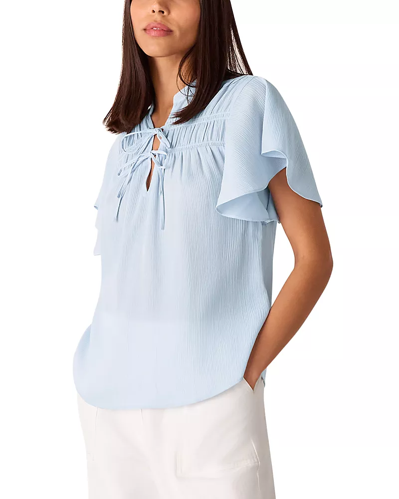 Whistles Flutter Sleeve Tie Front Blouse