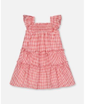  Girls' Smocked Layered Dress with Frill Sleeve - Little Kid