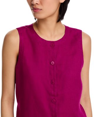 Linen Round Neck Long Vest