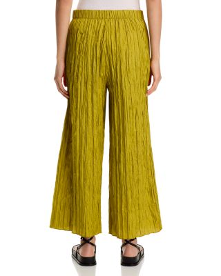 Crushed Silk Wide Leg Ankle Pants