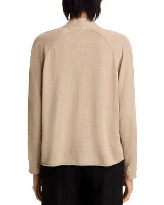 Linen Cotton Jersey High Collar Cardigan