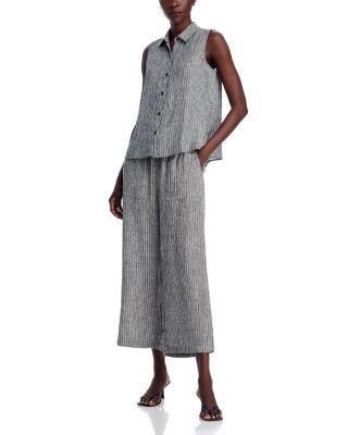 Linen Striped Sleeveless Shirt