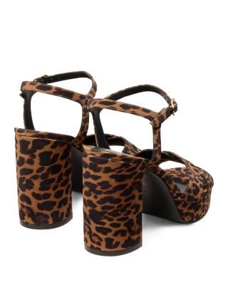 Women's Dayna Platform Crossover Strap Animal Print High Heel Platform Sandals