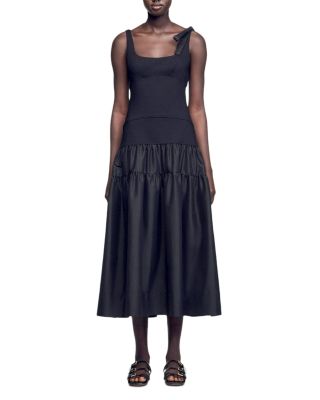 Long Dual Material Dress