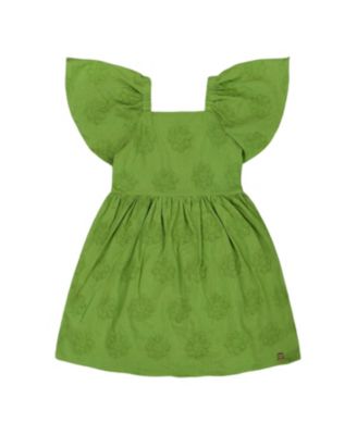 Deux par Deux - Girls' Frill Sleeve Dress with Embroidery - Big Kid