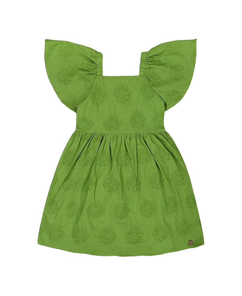Deux par Deux Girls' Frill Sleeve Dress with Embroidery - Big Kid