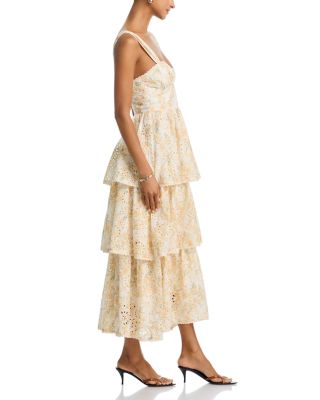 Floral Eyelet Tiered Midi Dress - Exclusive