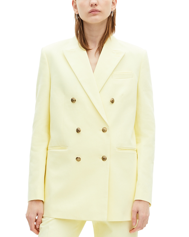 The Kooples Womens Double-breasted Cotton Blazer Yellow In Neutral