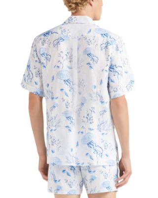 Medusa & Shells Linen Button Down Camp Shirt