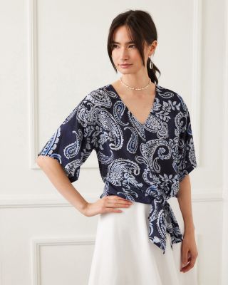 Flutter Sleeve Tie Front Top