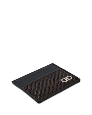 Gancio Woven Leather Card Case