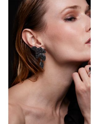 Starlet Crystal Leaf Linear Earrings