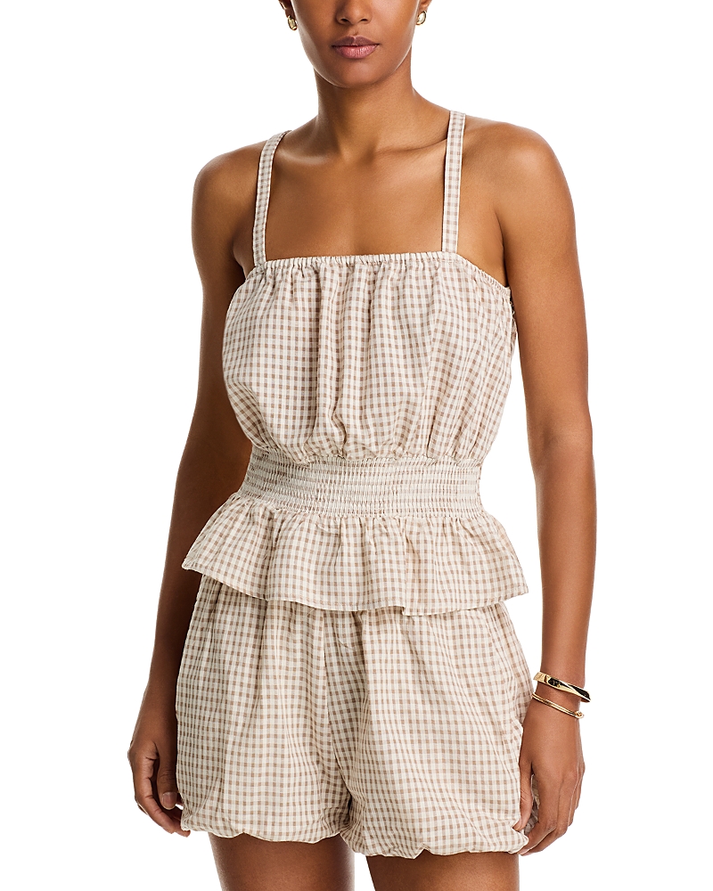 Blanknyc Gingham Cotton Smocked Waist Camisole