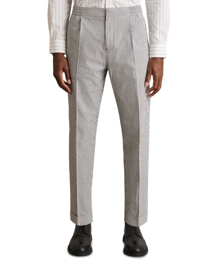 Drawstring Pinstripe Seersucker Trousers