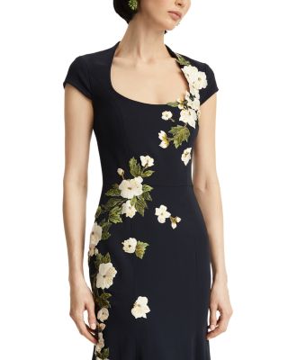 Short Sleeve Embroidered Cherry Blossom Gown