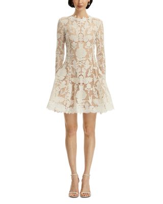 Long Sleeve Artichoke Guipure Mini Dress