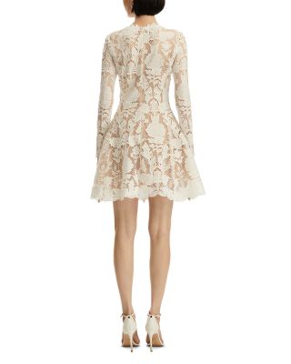 Long Sleeve Artichoke Guipure Mini Dress 