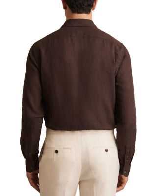 Ruban Long Sleeve Button Front Linen Shirt