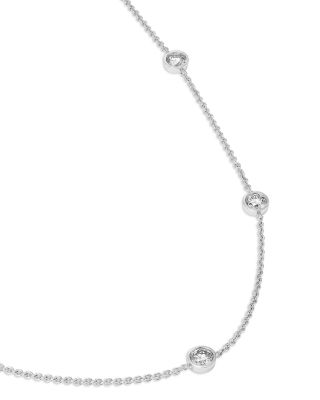 Diamond Bezel Station Necklace in 14K White Gold, 1.5 tcw
