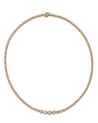 Bloomingdale's Fine Collection - Diamond Bezel Tennis Necklace in 14K Yellow Gold, 6.0 tcw