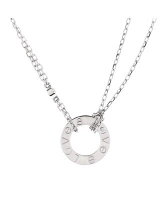 Pre-Owned Cartier 2 Diamonds Love Pendant Necklace 18K White Gold with Diamonds