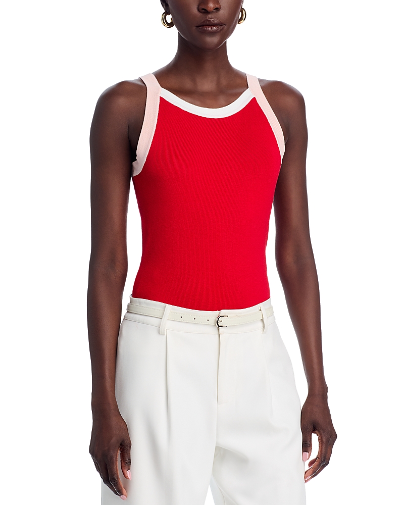 T Tahari Sleeveless Color Blocked Halter Top