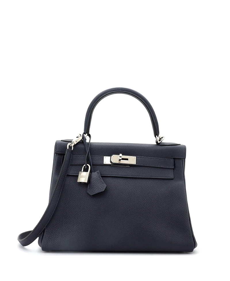 Pre-owned Pre-owned Hermes Hermes Kelly 28 Handbag Blue Togo With Palladium Hardware In Bleu Nuit