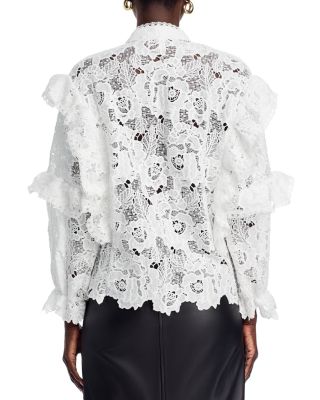 Ruffle Trim Lace Blouse