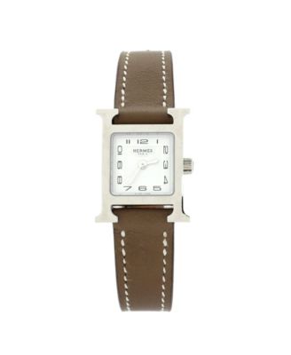 Pre-Owned HERMÈS - Heure H Quartz Watch in Stainless Steel and Leather 17mm