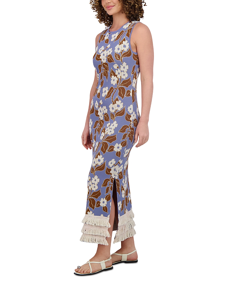 Point Fringe Column Dress In Blue