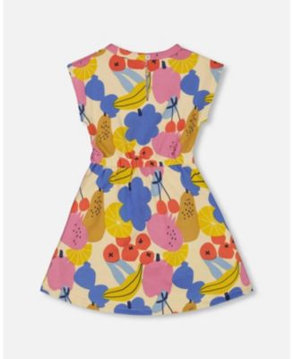  Girls' Fruits Printed French Terry Dress- Big Kid