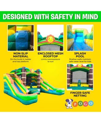  Inflatable and Double Slide Combo Unit Without Blower - Crossover Combo Bouncer, Kids Outdoor Toys, Jumpers for Kids