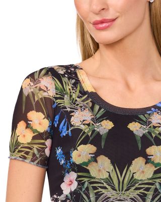 Short Sleeve Crewneck Mesh Top