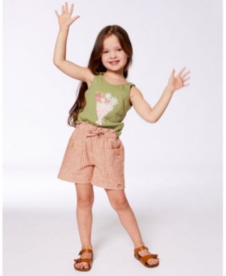 Girls' Linen Short with Pockets- Little Kid
