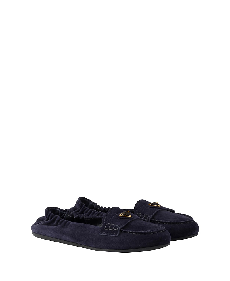 Prada Round-head Flat Shoes In Blue