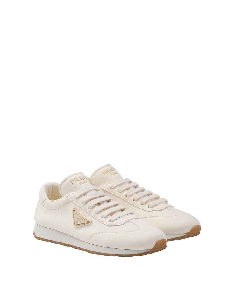 Prada Leather Sneakers In Neutral