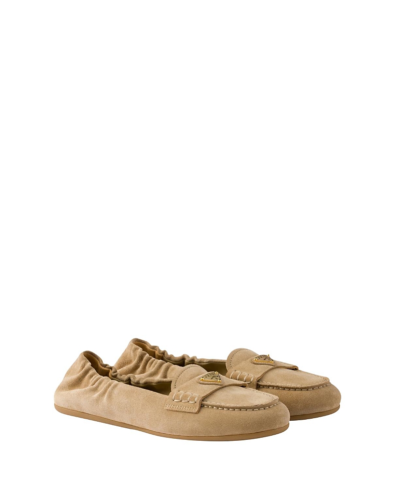 Prada Round-head Flat Shoes In Neutral