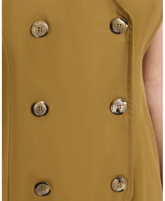 DEE Sleeveless Double Breasted A-Line Dress with Asymmetric Skirt Panel in Stretch Cotton