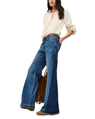 Vadou High Rise Wide Leg Jeans in Light Used Blue