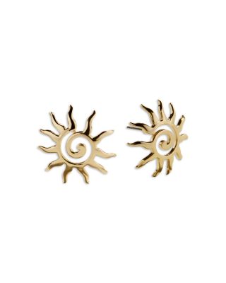 Cyra Sun Stud Earrings in Gold Tone