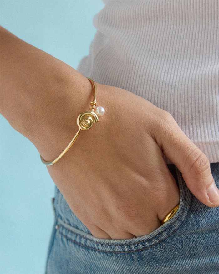 Lucia Shell & Imitation Pearl Bangle Bracelet