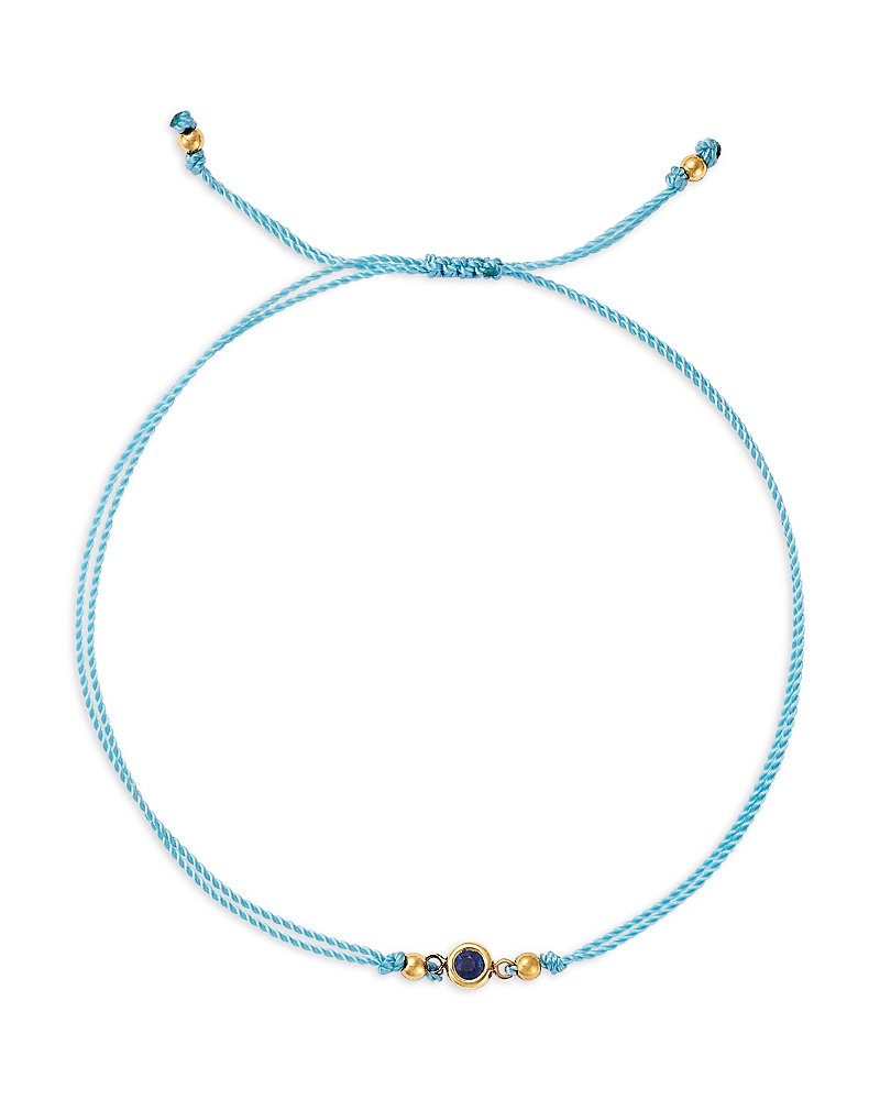 Zoë Chicco 14k Yellow Gold Floating Blue Sapphire Solitaire Cord Slider Bracelet