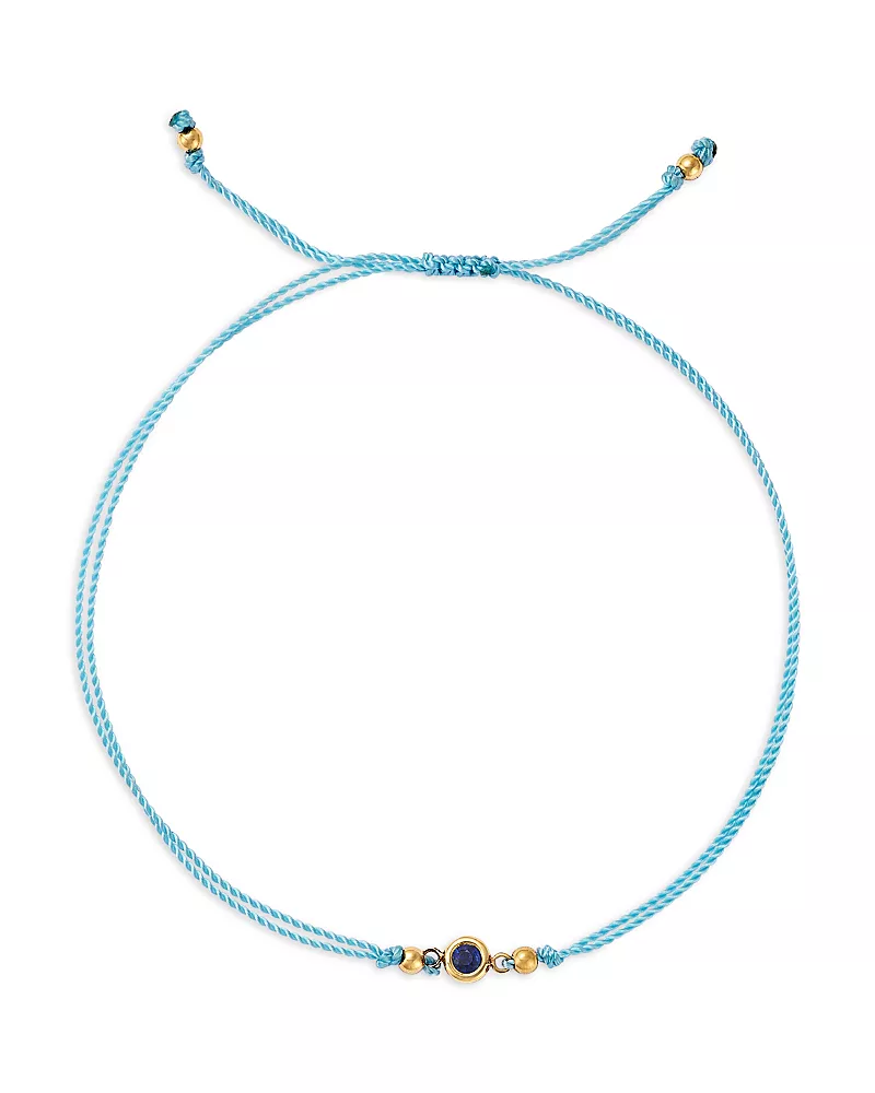 Zoe Chicco 14K Yellow Gold Floating Blue Sapphire Solitaire Cord Slider Bracelet