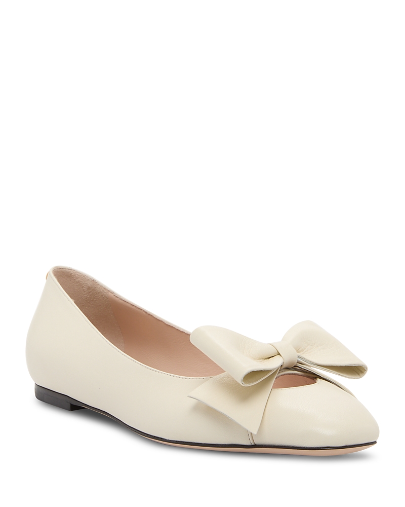 Valentino Garavani Ivory Leather Bowow Ballerinas In Neutral