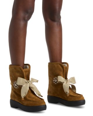 Women's Lace Up Suede Bow Boots