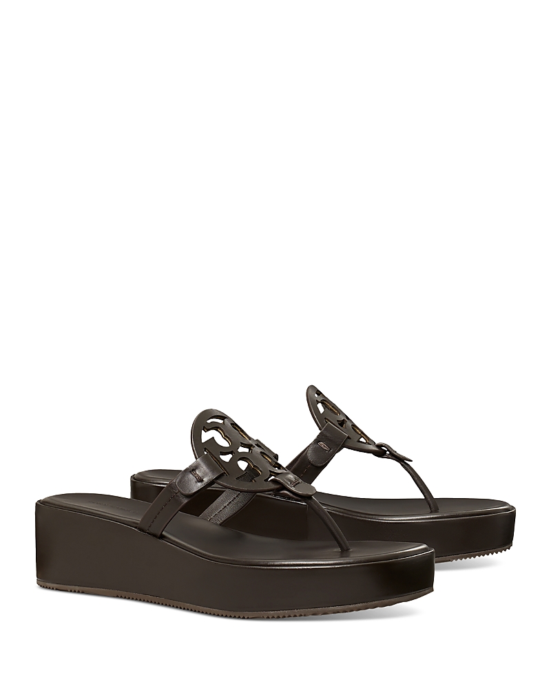 Tory Burch Black Logo Wedge Sandals