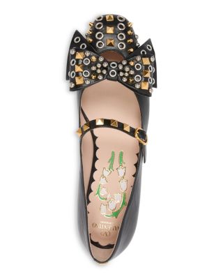 Women&#39;s Grommet Bow Ballet Flats