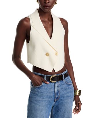 L'AGENCE Zadie Knit Peak Lapel Vest | Bloomingdale's